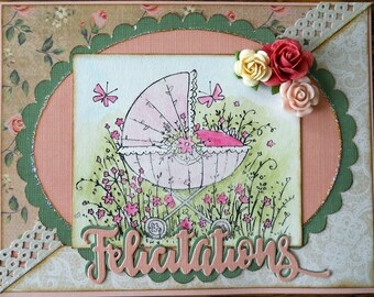 "Congratulations" baby girl card