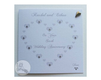 Handmade Personalised Sixth Wedding Anniversary Card Iron 6th Heart Marriage Gift