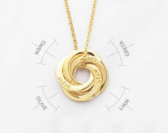 Kids' names necklace • Mother necklace • Necklace for mom • Family necklace • Mother of 4 • Mother jewelry • Nana necklace - CMN06-08