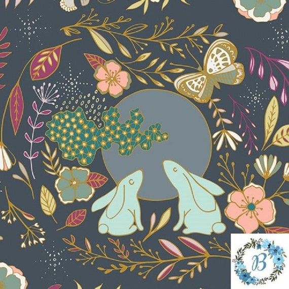 Nightfall Moon Stories in Dusk Maureen McCracken Art Gallery Fabrics