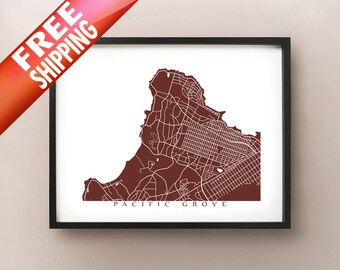 Pacific Grove Map Print - California Art Poster