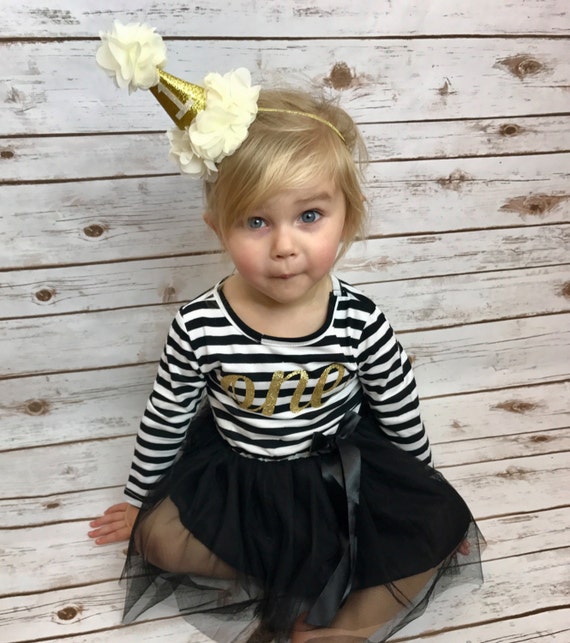 Items similar to Little One First Birthday Dress in Black and Gold, First Birthday Dress