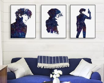 Freeshipping Modern Watercolor Cowboy Bebop Spike Canvas A4 Art Print Movie Poster Japanese Anime Wall Picture Home Decor Paintings No Frame