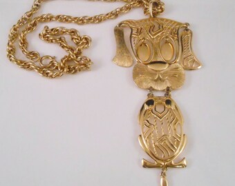 Articulated Puppy Dog Necklace Pendant Signed Alan 1960's