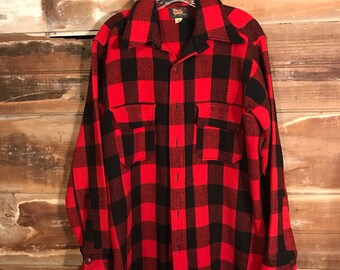 Vintage Red and Black Buffalo Plaid Woolrich Shirt * Woolrich Jacket * Hunting Shirt * Wool Shirt * Lumberjack Shirt * Vintage Hunting
