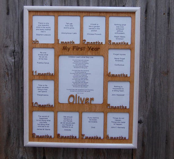18x24 Baby First Year - Personalized, Hand-Carved Wooden Picture Frame