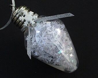 Christmas Bulb Ornament with Snowflakes - Christmas Tree Ornament - Christmas Decoration - Ornament Exchange Gift