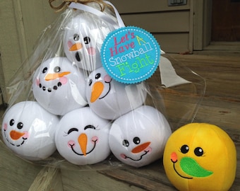 Indoor snowball fight - lets have a snowball fight - Handmade in Michigan - indoor snowmen snowballs