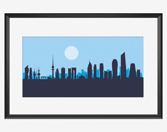 Kuwait skyline print, Kuwait, Kuwait print, Kuwait art, Kuwait poster, Kuwait gift, Kuwait illustration, Saudi Arabia