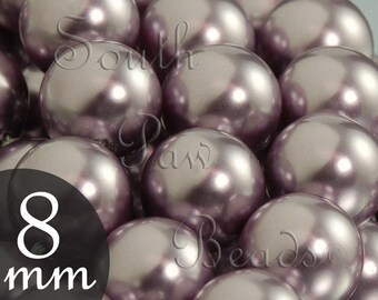 Swarovski Elements faux glass pearls 8mm Mauve beads style 5810 (25)
