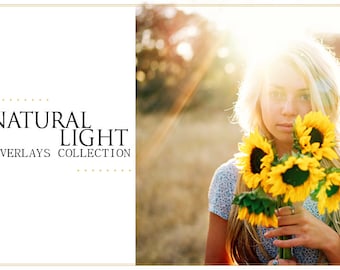 55 Natural Sun Light Photoshop Overlays: Backlight Photo Layer, Digital Backdrop for Photographers, Fairy Glow Effect Diffused Romantic Rays