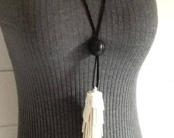 Black and white tassel necklace