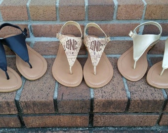 SALE - Monogrammed T-strap Sandal