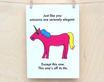 Funny Birthday card, funny card, funny Unicorn card