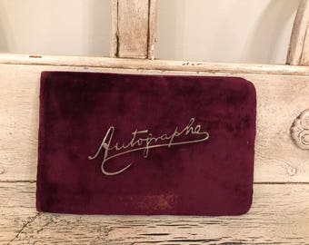 Antique Autograph Book from 1885 - Velvet Vintage Autograph Book