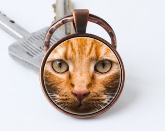 Red cat keychain Pet keyring Cat jewelry Kitten pendant Pet jewelry Cat key chain Cat lover gift Kitten keychain Animal key ring Animal gift