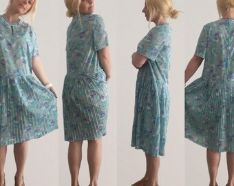50s Retro Day Dress size 14/ Retro Dress/ Vintage Dress/ Blue Dress/ Day Dress/ 1950s Dress/ Made in Australia