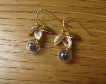 small diamonds and leaves Earrings: bubble glass
