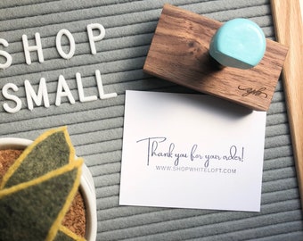 Thank You Rubber Stamp, Website Stamp, Packaging Stamp, Small Business Rubber Stamp, Robins Egg Stamp, Wooden Handle, Self Inking Stamp
