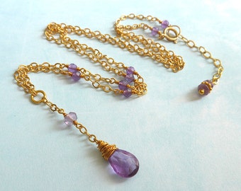 Amethyst Necklace, Gold Amethyst Necklace, Amethyst Chain Necklace, Purple Amethyst Necklace, Gold Necklace, Amethyst Gold Filled Necklace