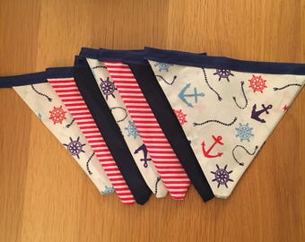 Nautical bunting - anchor print - navy trim