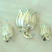 LUCKY SALE - Aurora Borealis Rhinestone Tulip Brooch and Clip on Earring Set, Gold Tone, Vintage Items, 1950s, Glam, Bling, Mid Century
