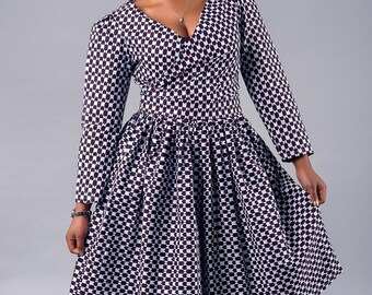 ankara dress, print dress, gathered dress, african print dress