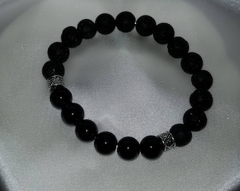 Black Glass Bead Essential Oil Diffuser Bracelet