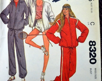 Vintage Sewing Pattern McCall's 8320 Misses' Sweats Size 16 Bust 38 Inches Complete Uncut
