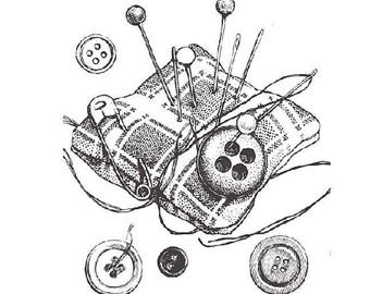 Sewing tc182 sold unmounted rubber stamp