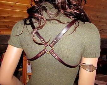 leather harness steampunk mahogany back