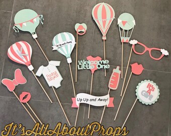 Up Up and Away Photo Booth Props -- Oh the Places you'll go Photo Booth Props -- Hot Air Balloon Photo Booth Props - Baby Shower Photo Props