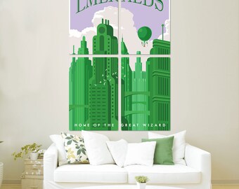 Emerald City Wizard of Oz Quadriptych Metal Wall Art