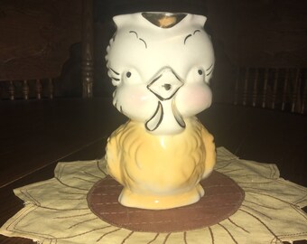 Vintage SHAWNEE Gold Chickadee Hand Painted Pitcher 22 Karat Gold