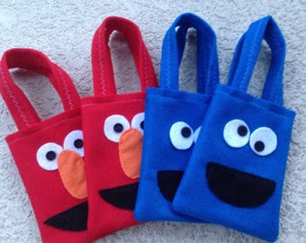 ELMO PARTY/ Plaza sesamo/ Felt party bags Set of 10 party favor/ party supplies/cookie monster