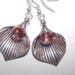Pink Silver Beaded Tibetan Silver Leaf Earrings