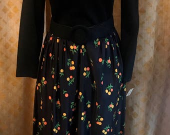 1970's Black and Floral Maxi Dress