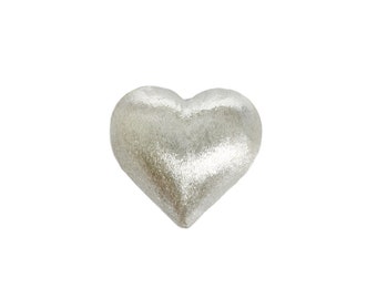 Sterling Silver Heart Beads - Jewelry Findings - Metal Beads - Charm Silver Beads - 14mm - Jewelry Supplies - Jewelry Making - 1 Pc