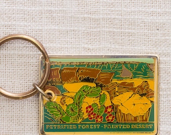 Petrified Forest Painted Desert Vintage Keychain Arizona National Park US Landmark Key FOB Brass Key Chain 7KC