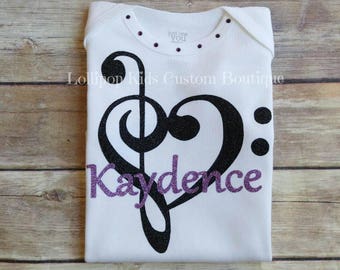 Music, treble clef, bass, personalized shirt