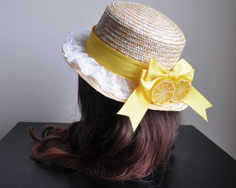 Lemon Country Straw Boater Hat