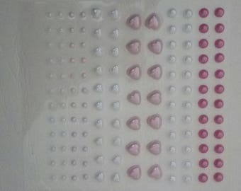 120 STICKERS beads shades of PEARLY pink