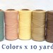 Waxed Cord - Macrame Cord - Waxed Polyester Thread - Set of 5 Colors - 10 yards each - CREAM