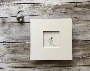 Seaglass and pebble art, Original Art, Sharon Nowlan, Sea glass and Pebble art, Beach House Decor, birdhouse 5 by 5