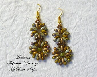 SuperDuo Beadwoven Earrings, Beadwork earrings, Beadwoven Earrings, Beaded Earrings, SuperDuo, Jewelry Gift, Superduo Earrings, MyBeads4You
