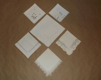 Vintage Hankies group 4 white