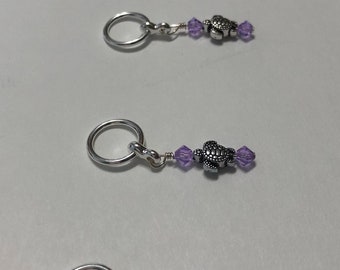 Violet Crystal turtle stitch markers