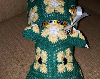 Crochet Green Bay Packers Hippopotamus the Hippo, Heidibears Design.