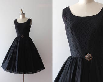 vintage 1950s dress // 50s 60s black party dress
