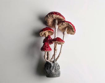 Textile Fungus Specimen Mushroom Toadstool ,Fiber art, Fungus sculpture, weich sculpture
